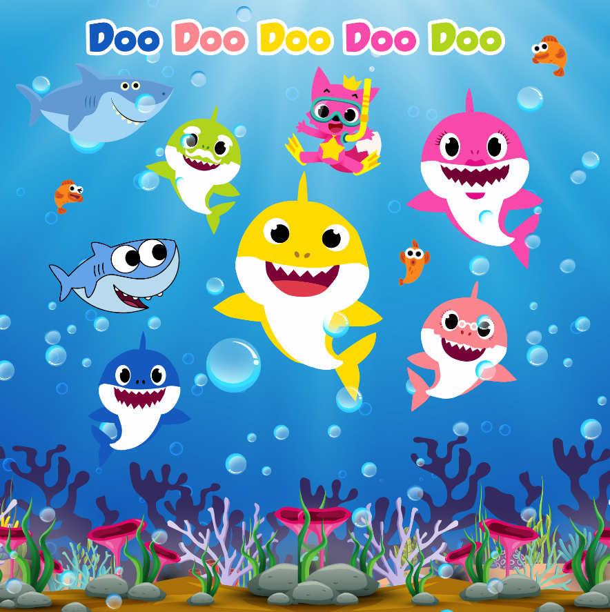 BABY SHARK BACKDROP - Twins Print