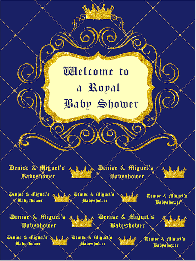 ROYAL BABY SHOWER BACKDROP / ROYAL BLUE - Twins Print