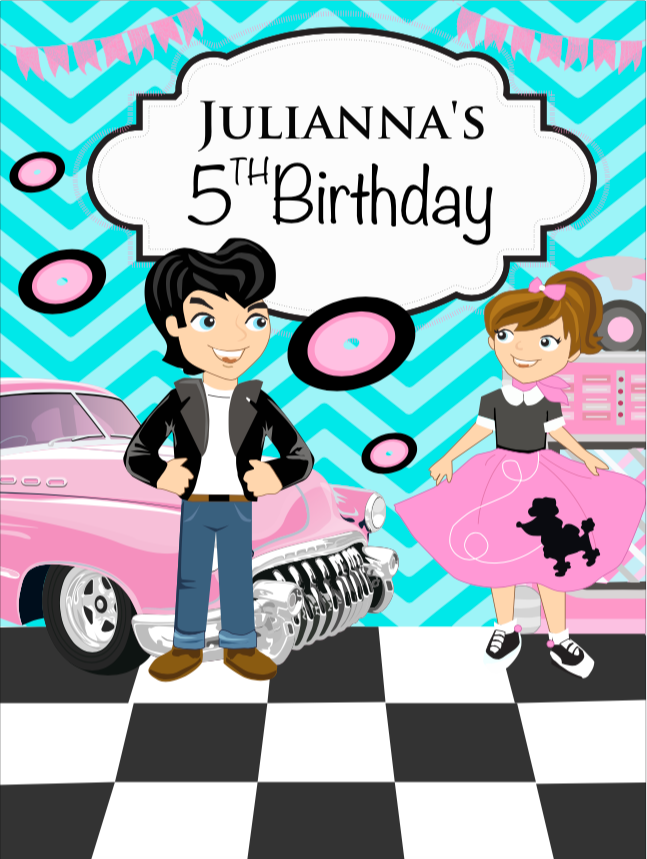 50's Party BACKDROP - Twins Print