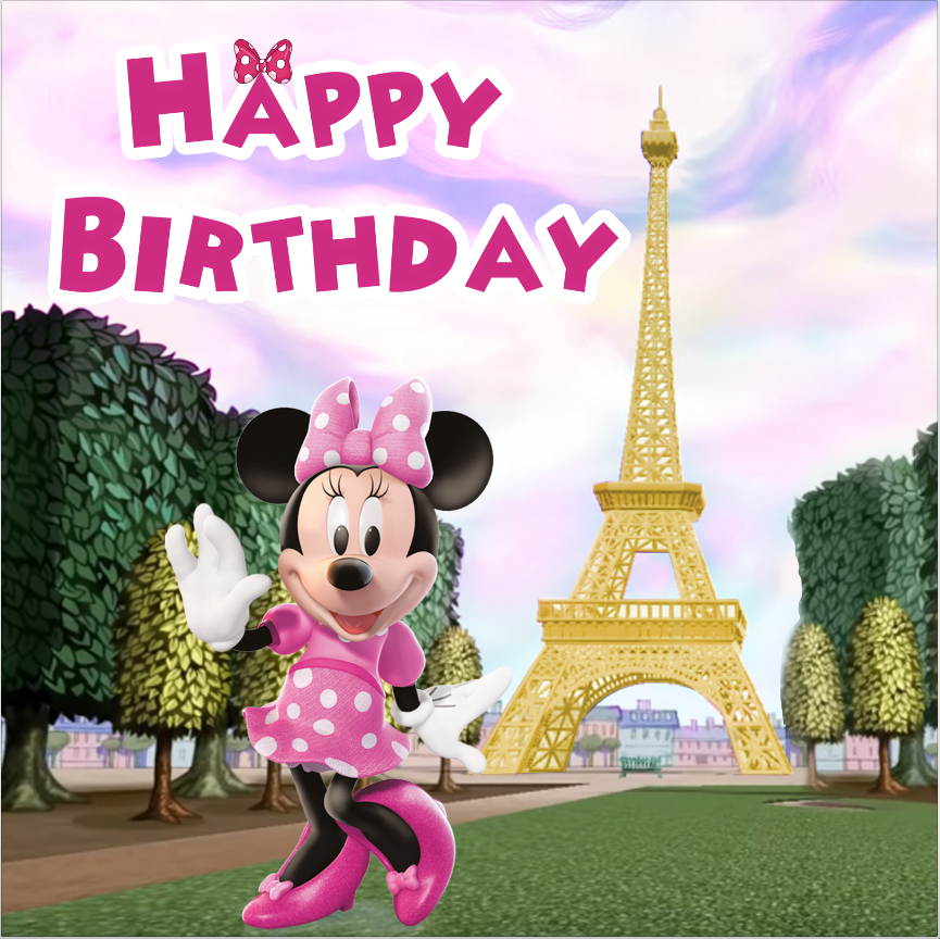 MINNIE MOUSE IN PARIS 002 BACKDROP - Twins Print