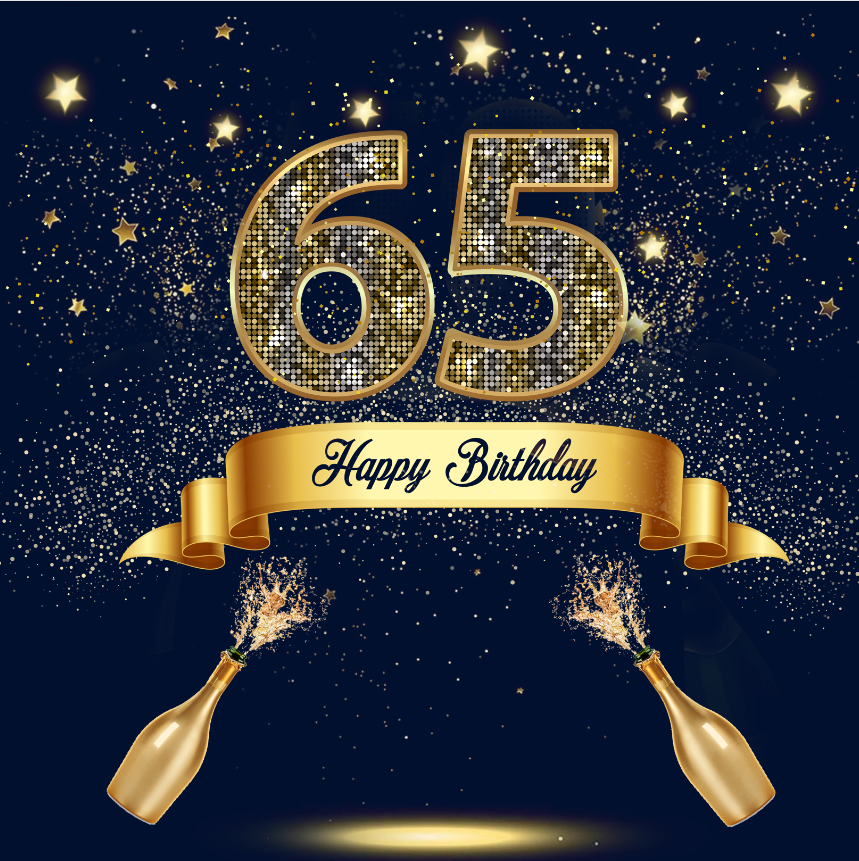 65TH BIRTHDAY  BACKDROP - Twins Print
